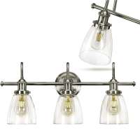 JLW-37715  Modern Nickel Hardwired 3-Light Wall Mounted Lamp Lighting  Fixture With  Clear Glass for Bathroom Mirror